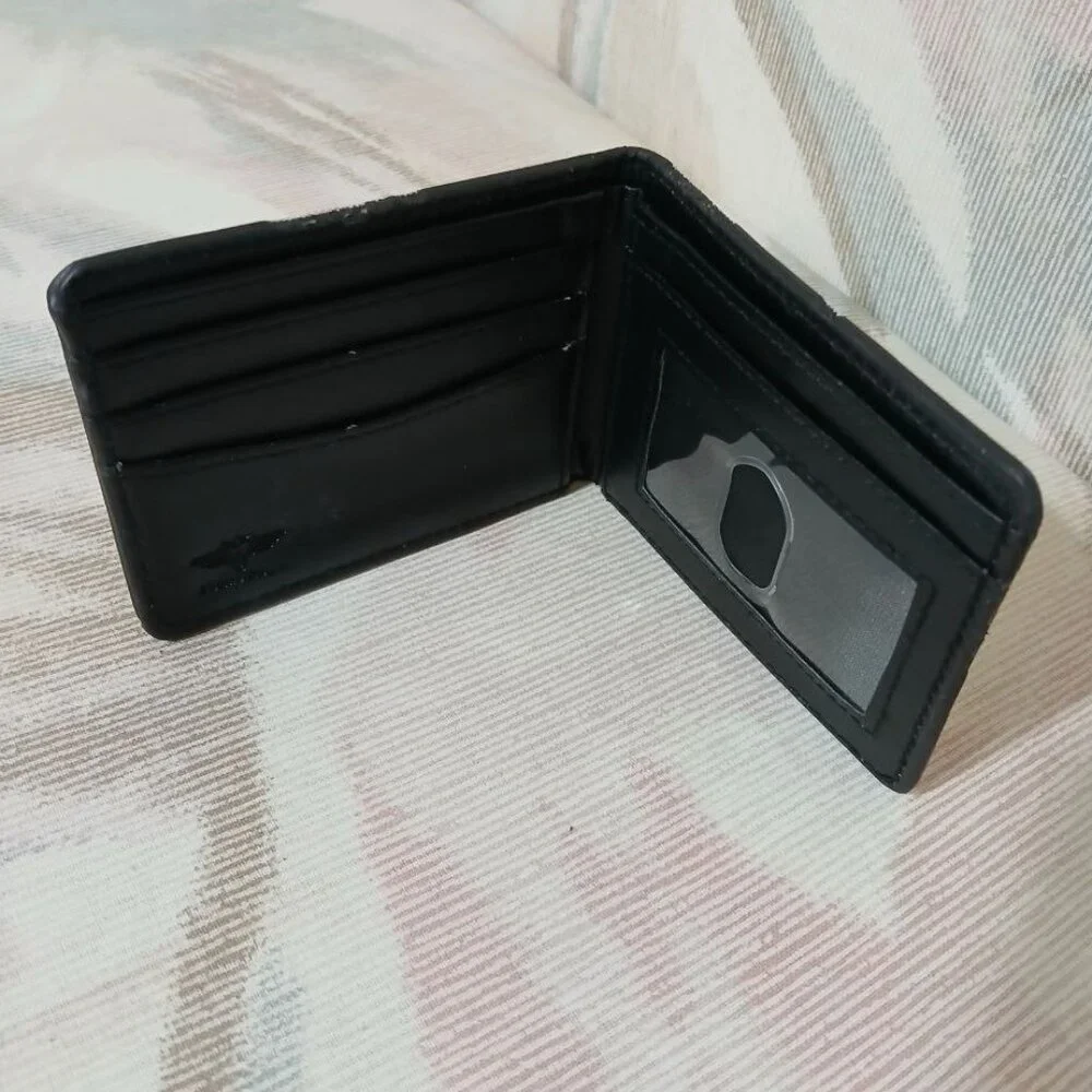 Buckle-Down Genuine Leather Wallet/Card Holder Black with Dragon Print